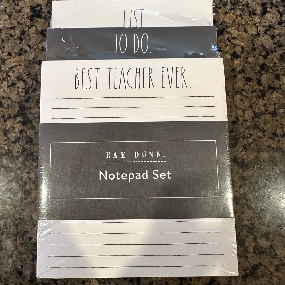 Rae Dunn  Notepad Set - Best Teacher Ever- 3 notepads 75 sheets each new
